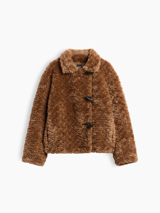 Sherpa & Vegan Suede Toggle Coat
