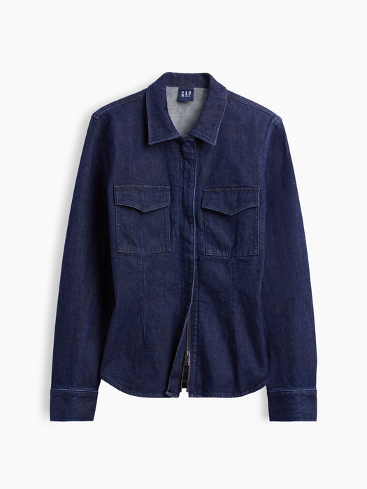 Denim Fitted Utility Shirt