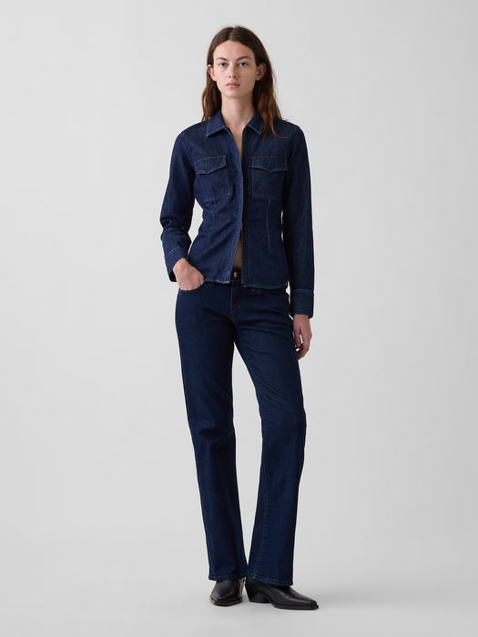 Denim Fitted Utility Shirt