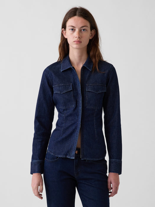 Denim Fitted Utility Shirt