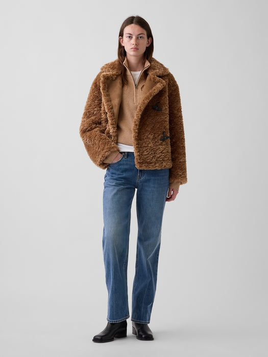 Sherpa & Vegan Suede Toggle Coat