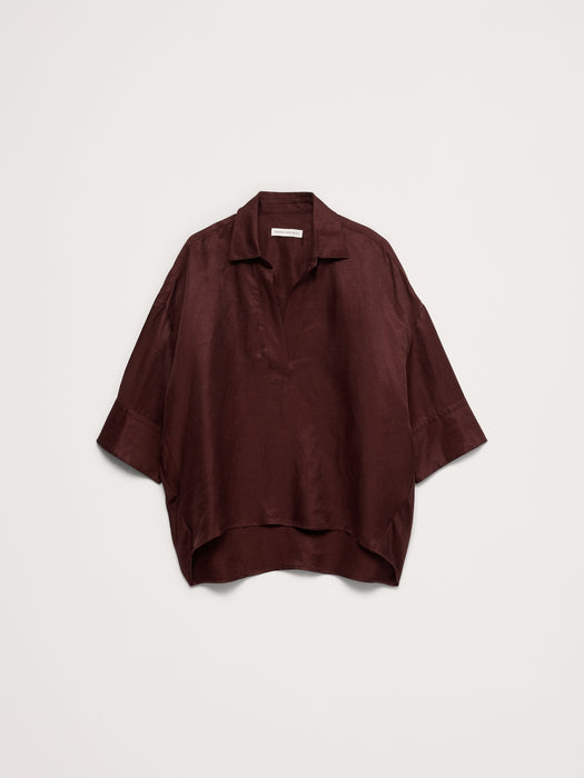 Viscose-Linen Popover Shirt