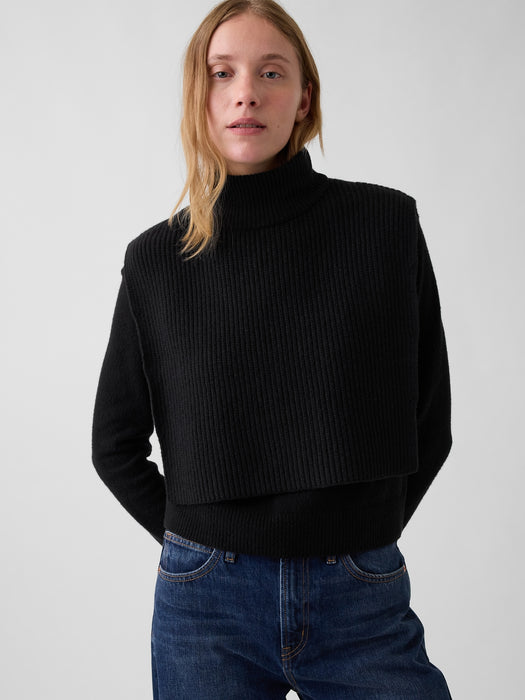 CashSoft Mockneck Sweater Bib