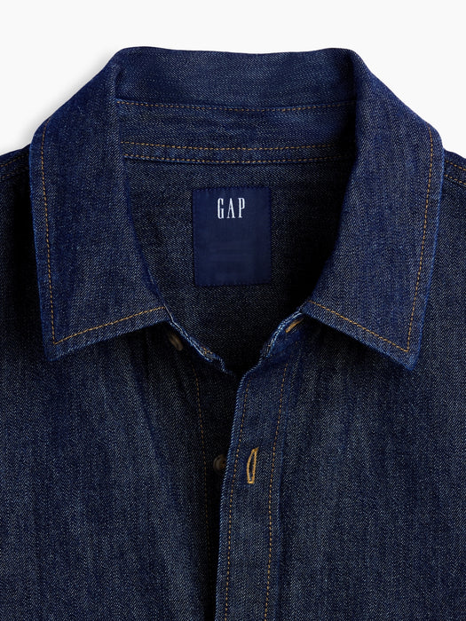 Denim Relaxed Straight-Hem Shirt
