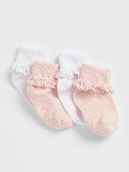 Toddler Lace Roll Crew Socks (4-Pack)