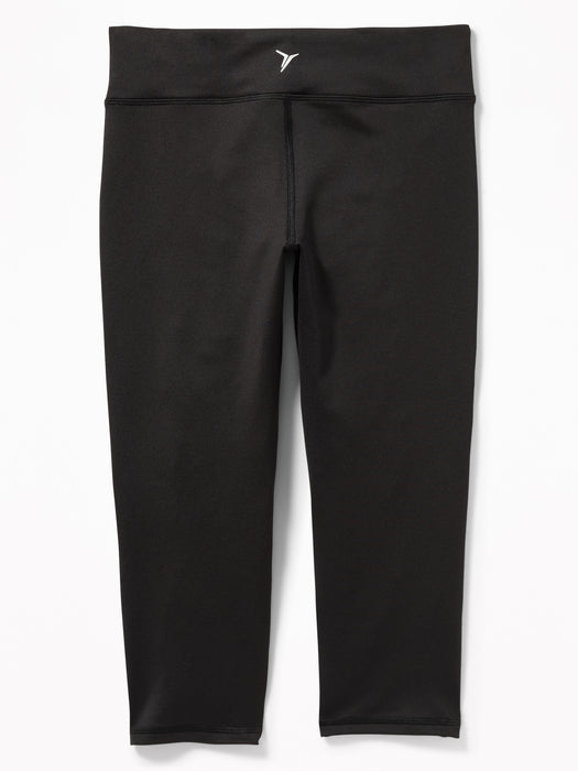 Mid-Rise PowerPress Crop Leggings for Girls - Black