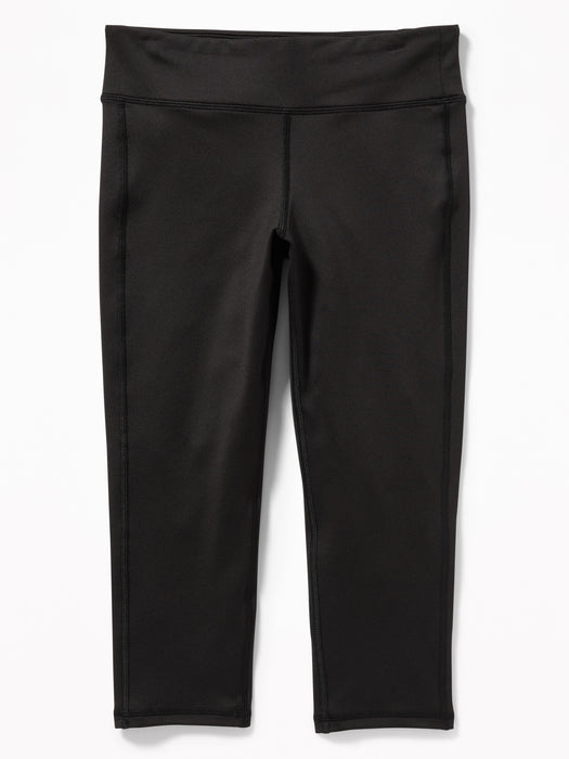 Mid-Rise PowerPress Crop Leggings for Girls - Black