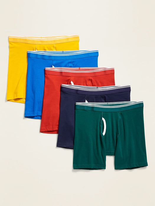Soft-Washed Built-In Flex Boxer-Briefs Underwear 5-Pack for Men -- 6.25-inch inseam - Multi