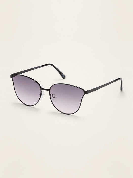 Wire-Frame Cat-Eye Sunglasses for Women - Black