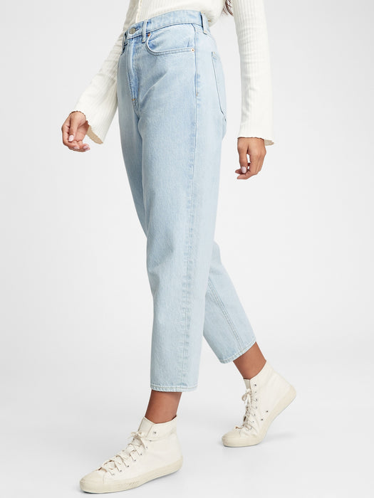 High Rise Barrel Jeans with Washwell