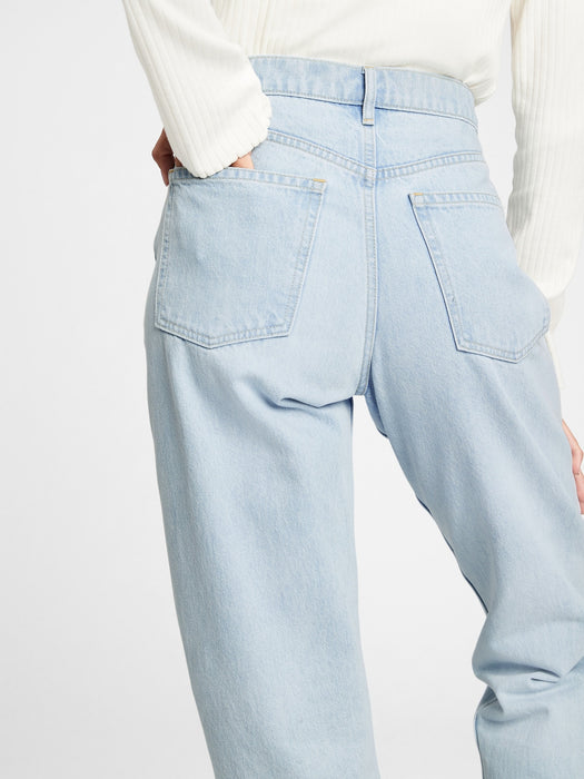 High Rise Barrel Jeans with Washwell