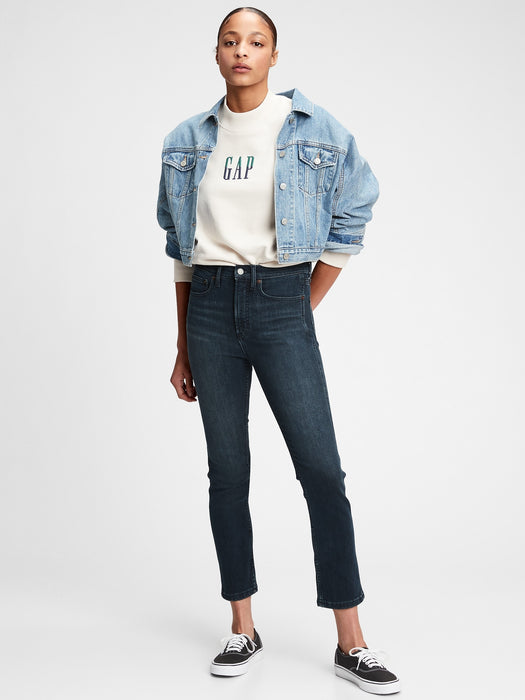 High Rise Vintage Slim Jeans with Washwell - blue black