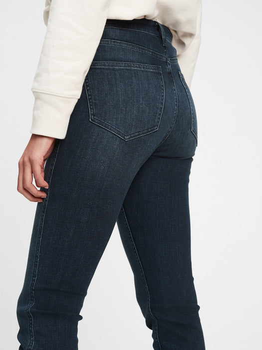 High Rise Vintage Slim Jeans with Washwell - blue black