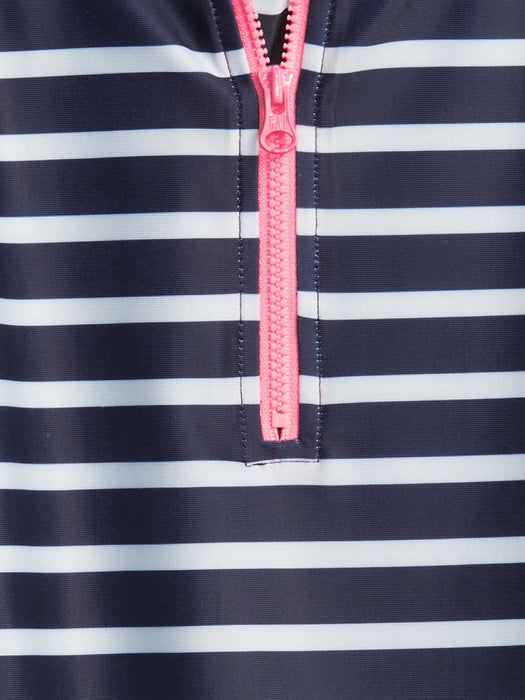Kids Recycled Swim Rash Guard - navy white stripe