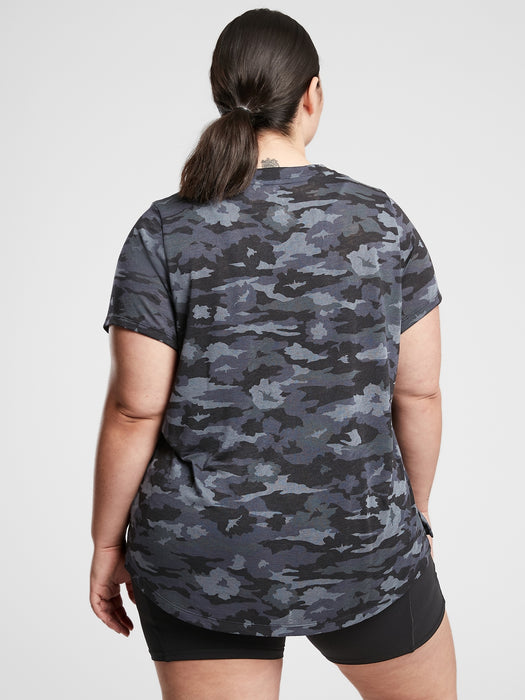 Breezy Scoop V&#45Neck Tee - Flora Camo Navy