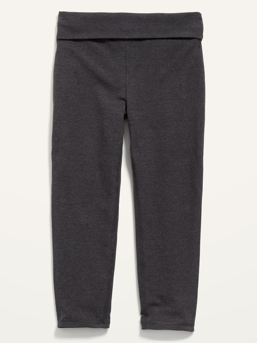 Extra High-Waisted Fold-Over Crop Leggings for Girls - Black