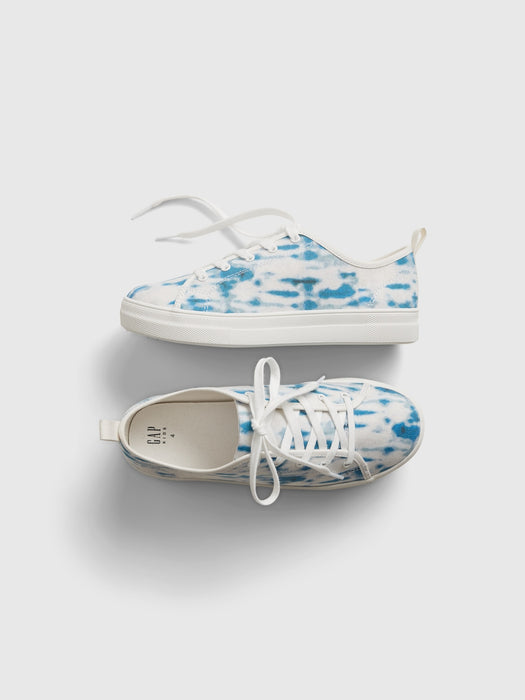 Kids Tie-Dye Lace-Up Sneakers - blue tie dye