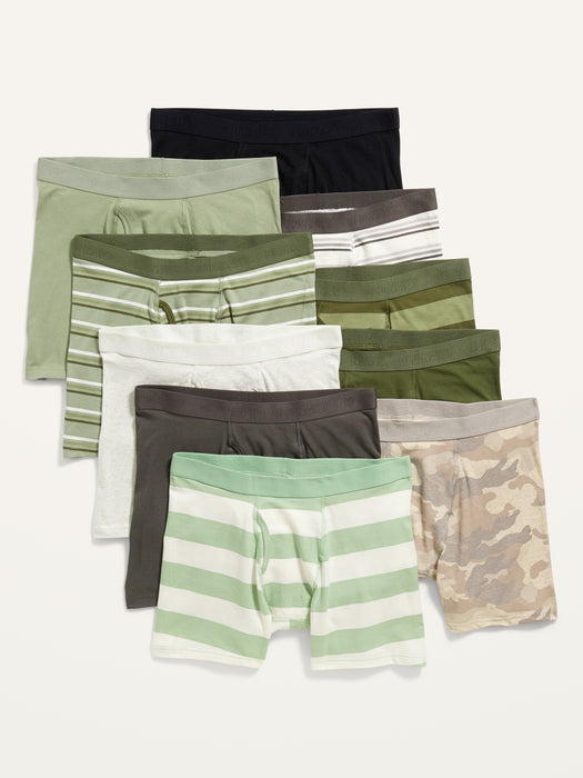 Soft-Washed Built-In Flex Boxer-Brief Underwear 10-Pack for Men --6.25-inch inseam - Green