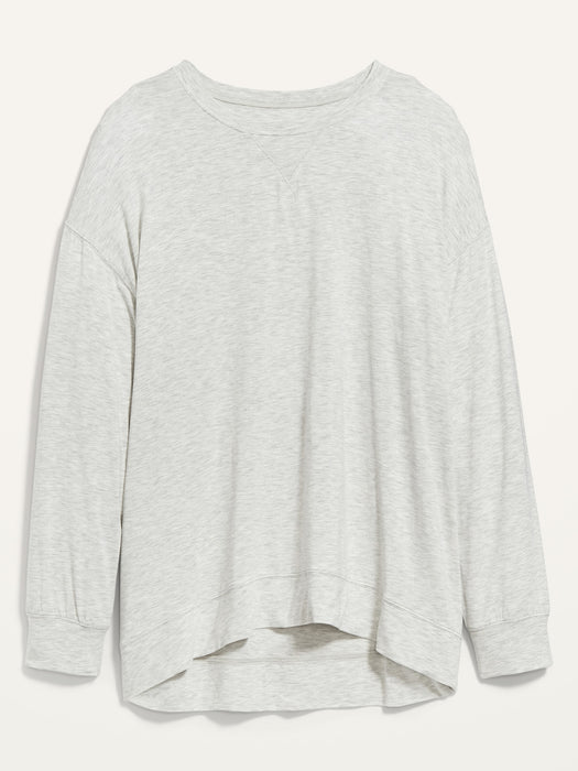 Sunday Sleep Long-Sleeve Pajama Tunic Top for Women - Gray