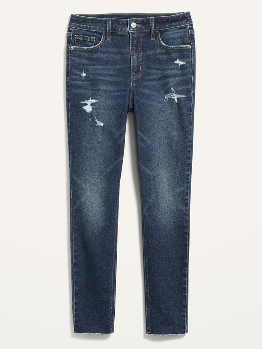 High-Waisted Rockstar Super-Skinny Cut-Off Ankle Jeans for Women