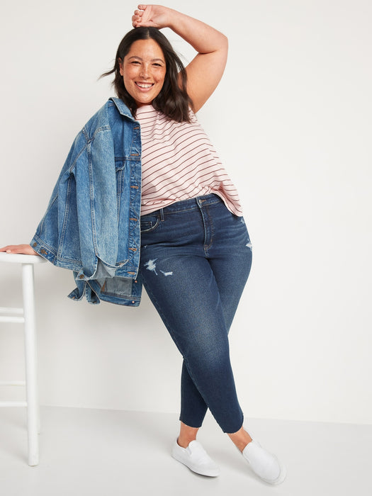 High-Waisted Rockstar Super-Skinny Cut-Off Ankle Jeans for Women