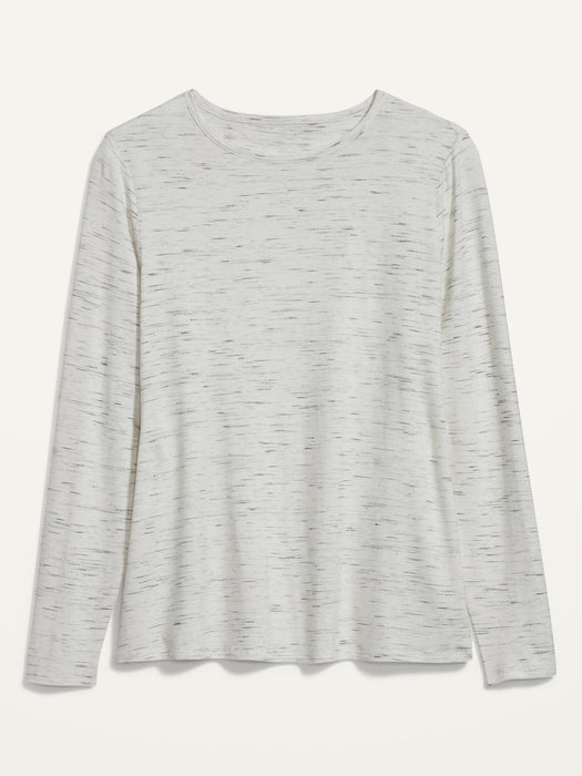 Luxe Long-Sleeve Crew-Neck Slub-Knit T-Shirt  for Women