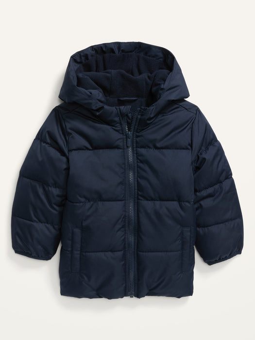 Unisex Solid Frost-Free Hooded Puffer Jacket for Toddler - Blue