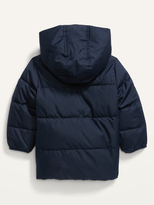 Unisex Solid Frost-Free Hooded Puffer Jacket for Toddler - Blue