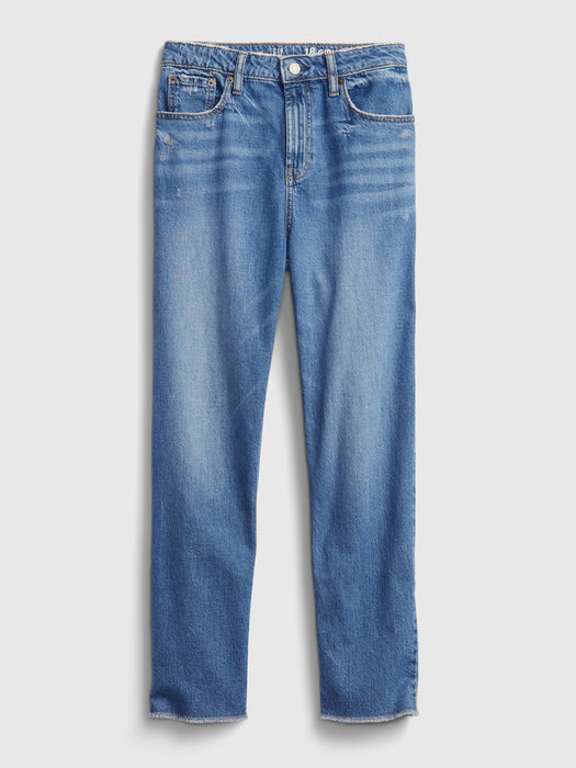 Teen High Rise Distressed Girlfriend Jeans with Washwell&#153 - medium wash