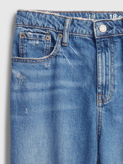 Teen High Rise Distressed Girlfriend Jeans with Washwell&#153 - medium wash