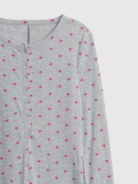 Kids 100% Recycled Henley Star Print One-Piece