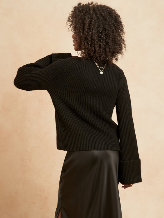 Talia Merino-Cashmere Cardigan - Black