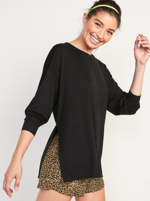 Long-Sleeve UltraLite All-Day Performance Tunic T-Shirt for Women - Black
