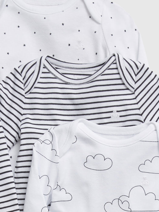 Baby 100% Organic Cotton First Favorite Cloud Bodysuit (3-Pack)