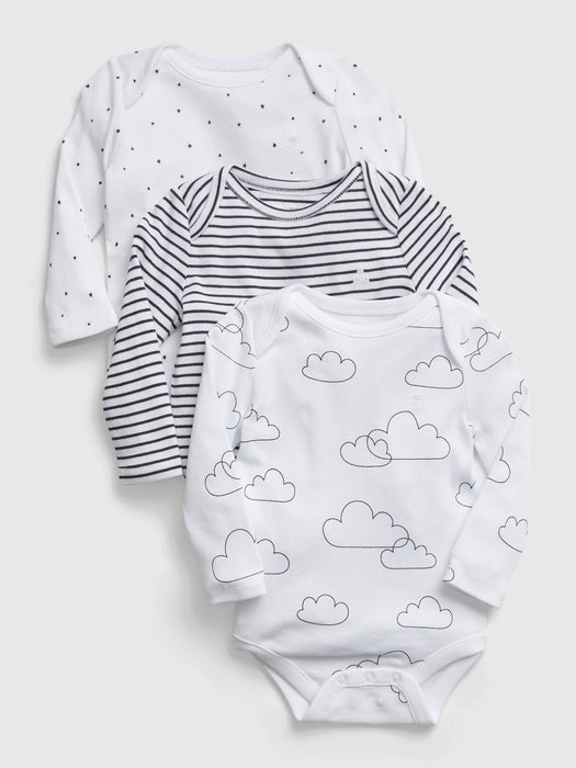 Baby 100% Organic Cotton First Favorite Cloud Bodysuit (3-Pack)