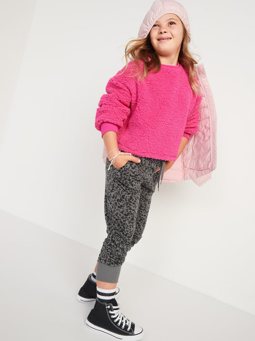 High-Waisted Vintage Printed Jogger Sweatpants for Girls