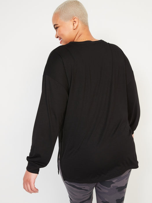 Long-Sleeve UltraLite All-Day Performance Tunic T-Shirt for Women - Black