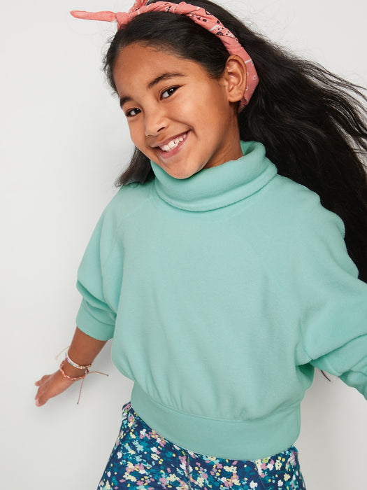 Funnel-Neck Microfleece Sweatshirt for Girls - Green