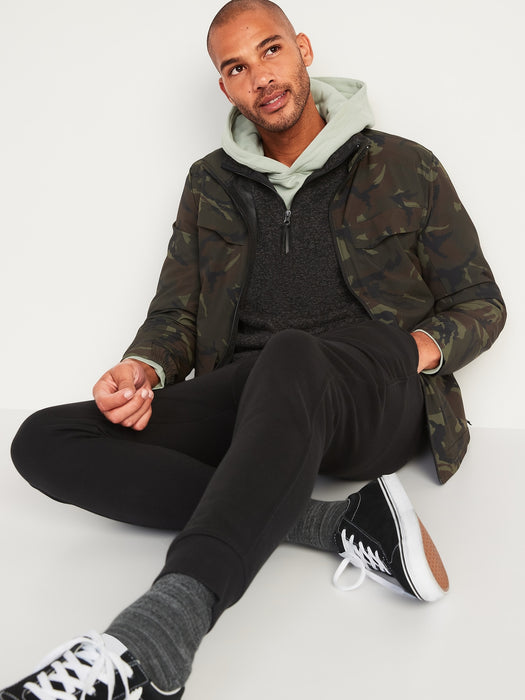 Sweater-Fleece Mock-Neck Quarter-Zip Sweatshirt for Men - Black