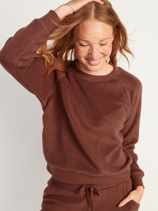 Vintage Sherpa Easy Sweatshirt for Women - Brown