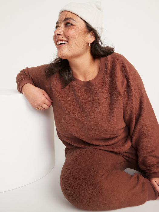 Vintage Sherpa Easy Sweatshirt for Women - Brown