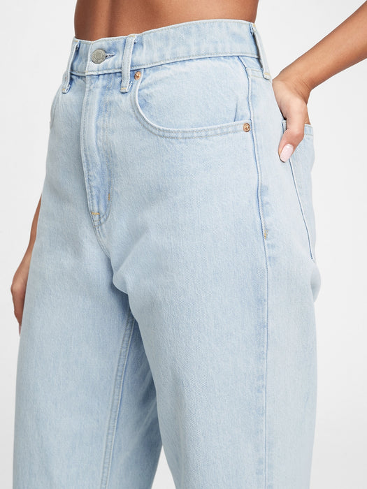 High Rise Barrel Jeans with Washwell