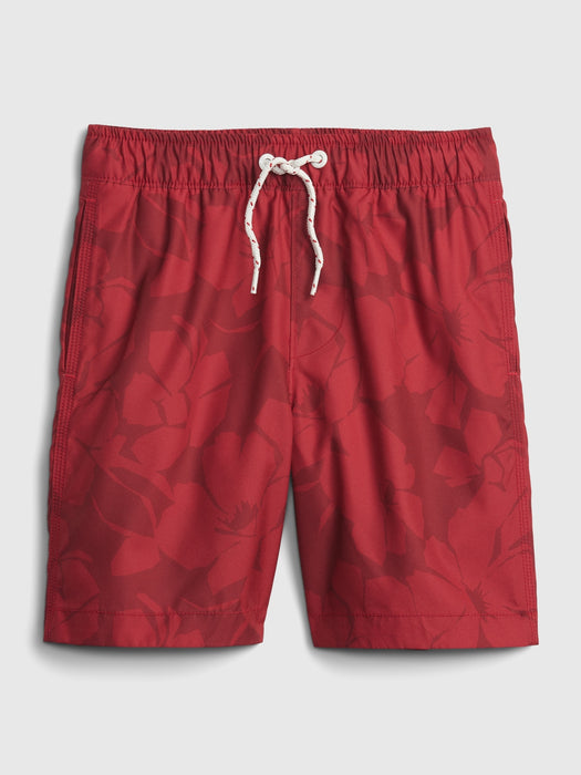 Kids 100% Recycled Polyester Printed Swim Trunks