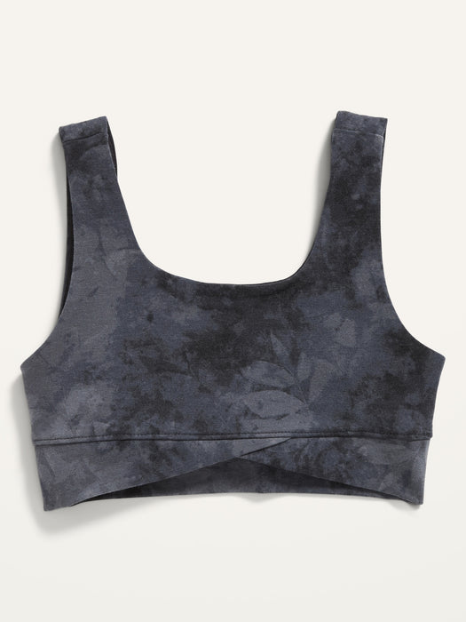 PowerChill Wrap-Front Hem Sports Bra for Girls - Black