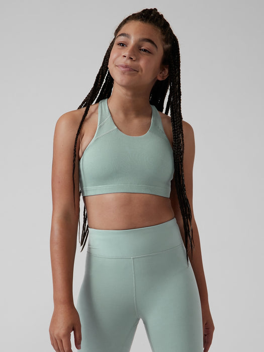 Athleta Girl Ribbed Speed Racer Bra - Minimalistic Grey