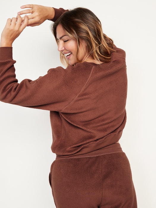 Vintage Sherpa Easy Sweatshirt for Women - Brown