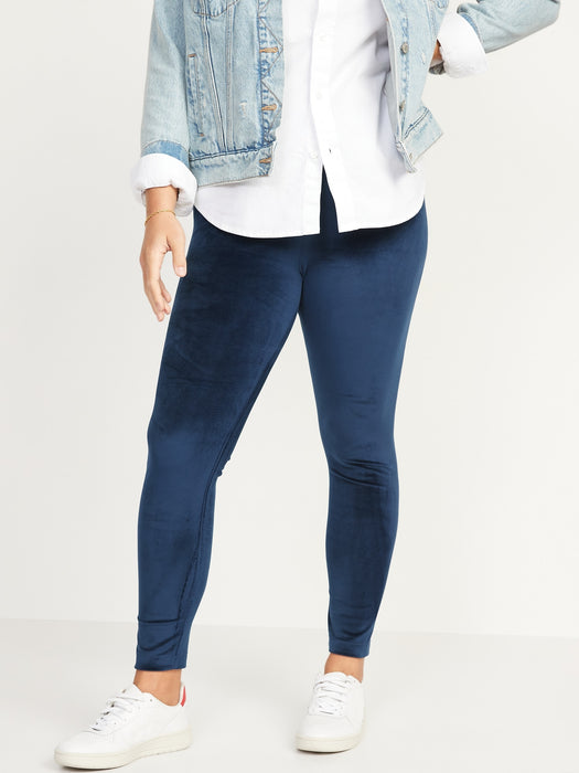 High-Waisted Velour Ankle Leggings For Women