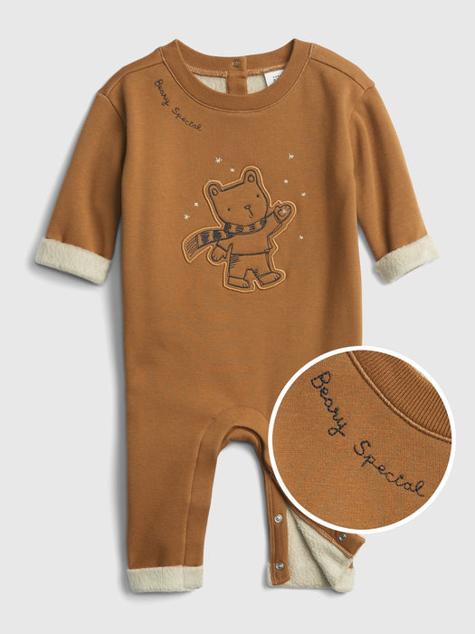 Baby Cozy Sherpa Lined One-Piece - deep camel