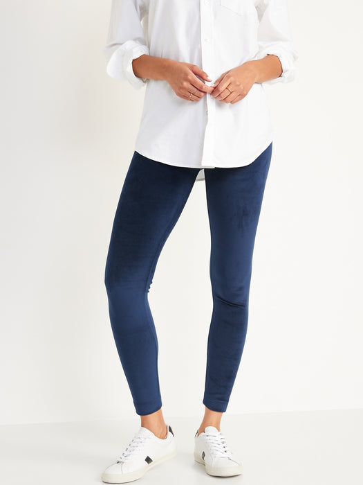 High-Waisted Velour Ankle Leggings For Women