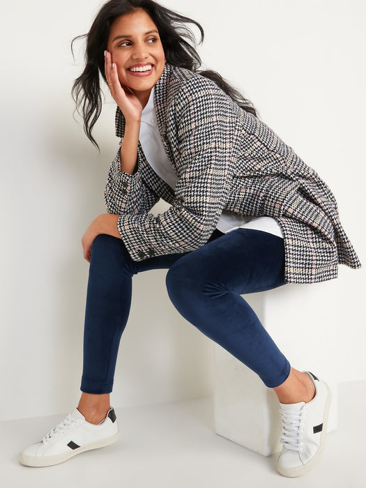 High-Waisted Velour Ankle Leggings For Women